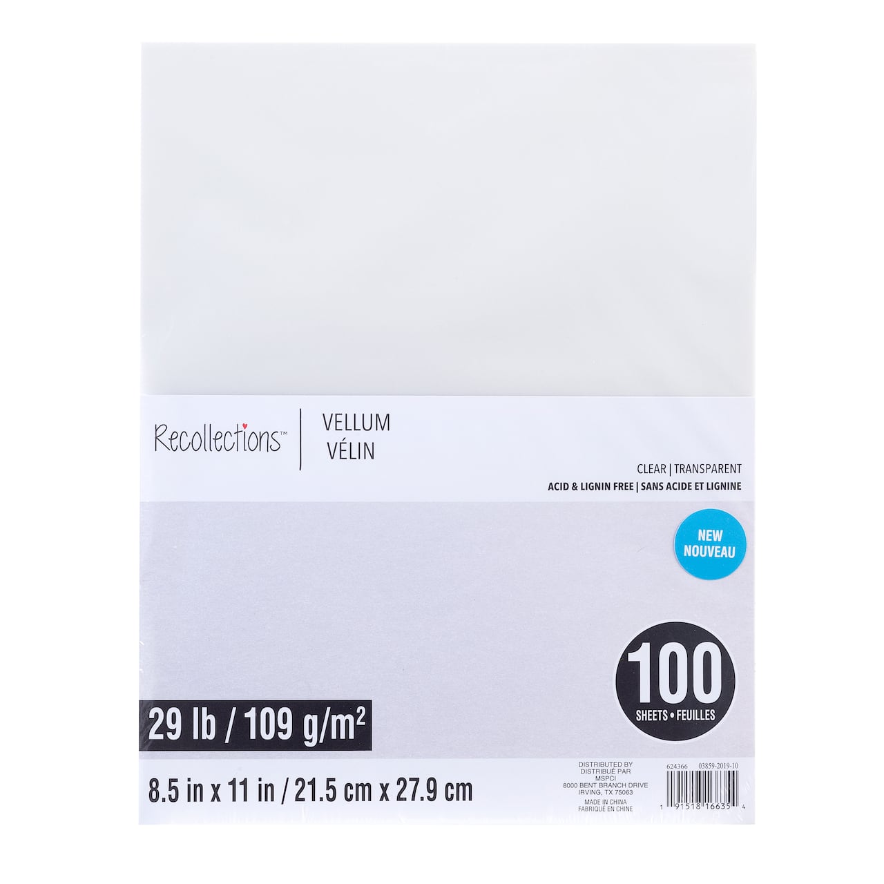 Clear 8.5" x 11" Vellum Paper by Recollections™, 100 Sheets